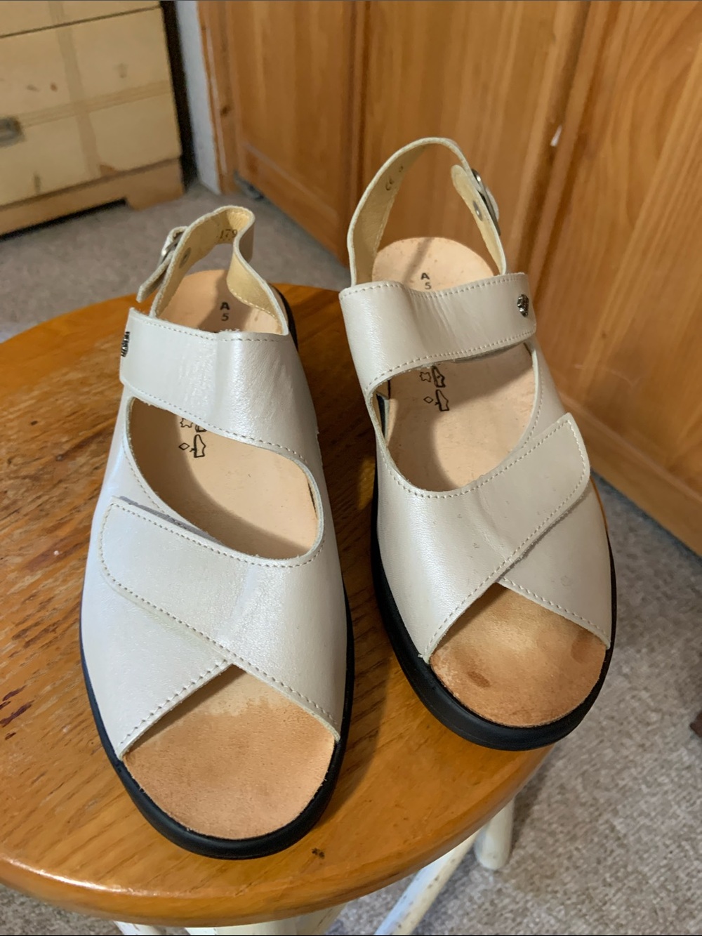 Finn Comfort White Leather Crisscross Slingback Sandals adjustable UK 5